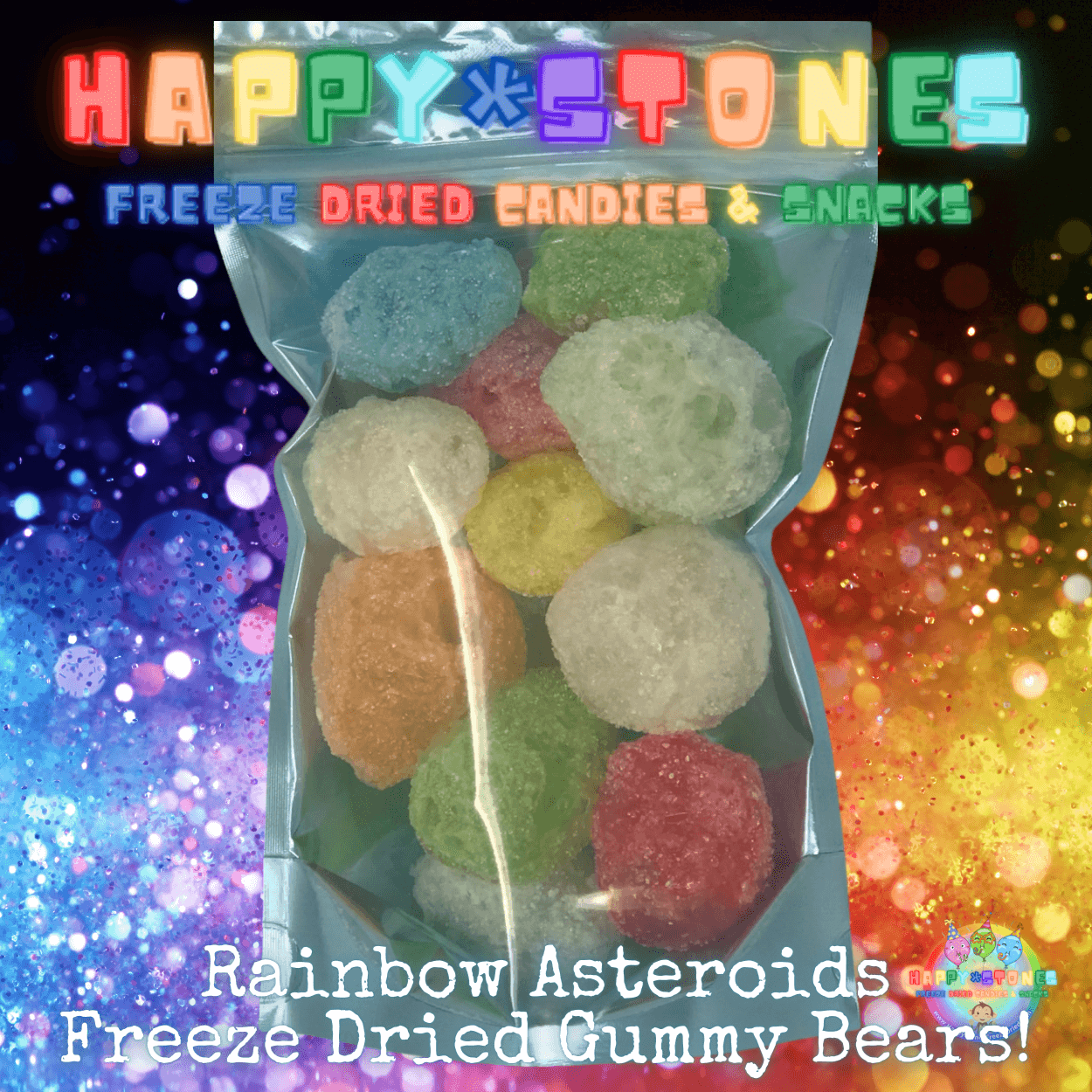 Freeze Dried Gummy Bears Sour Candy Rainbow Asteroids